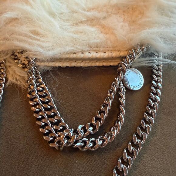 NEW Stella Mccartney Falabella Mini Fur Tote Bag Silver Chain - Picture 11 of 16